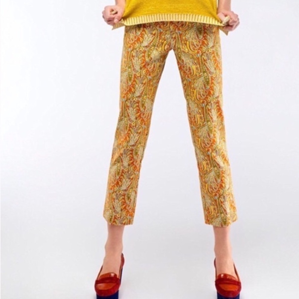 Anthro Cartonnier Persimmon Paisley Crop Pants